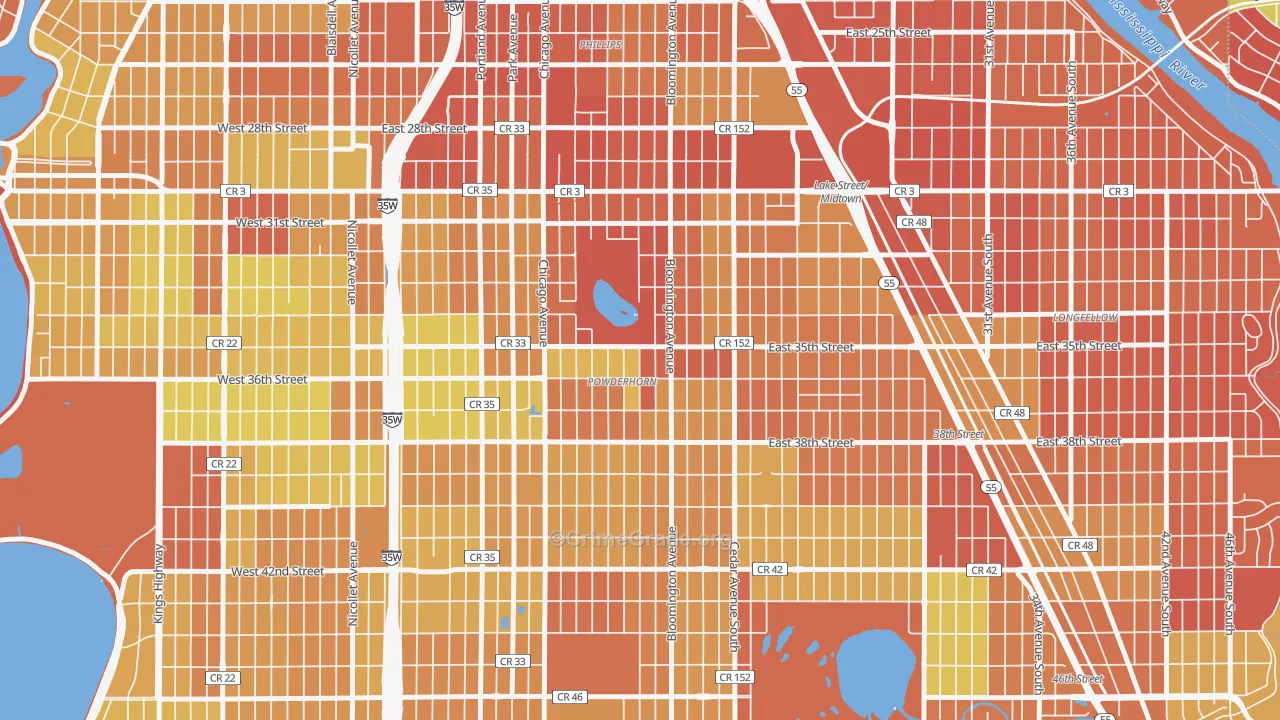 55407, MN Map of Drug-Related Crime Rates