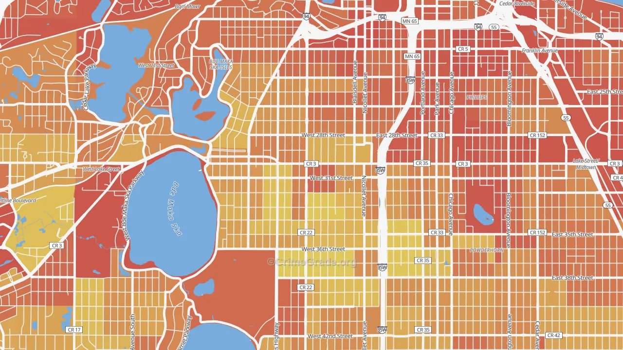 55408, MN Map of Drug-Related Crime Rates
