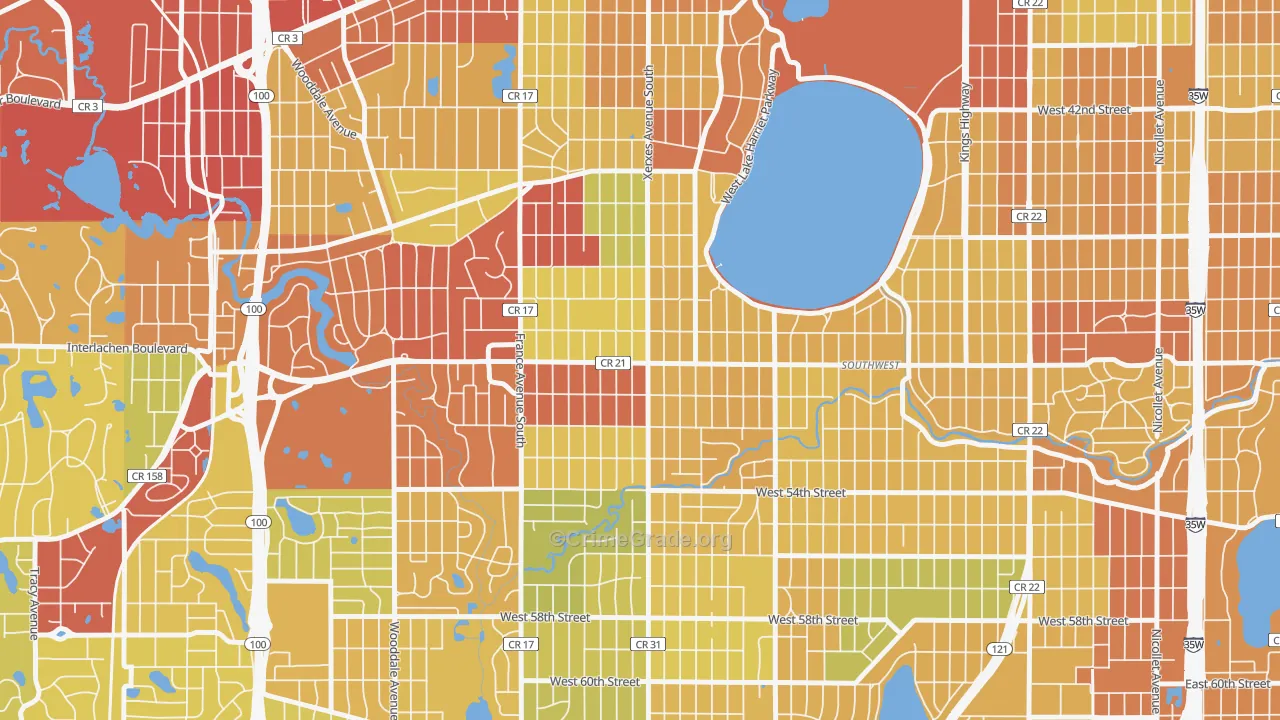 55410, MN Map of Drug-Related Crime Rates