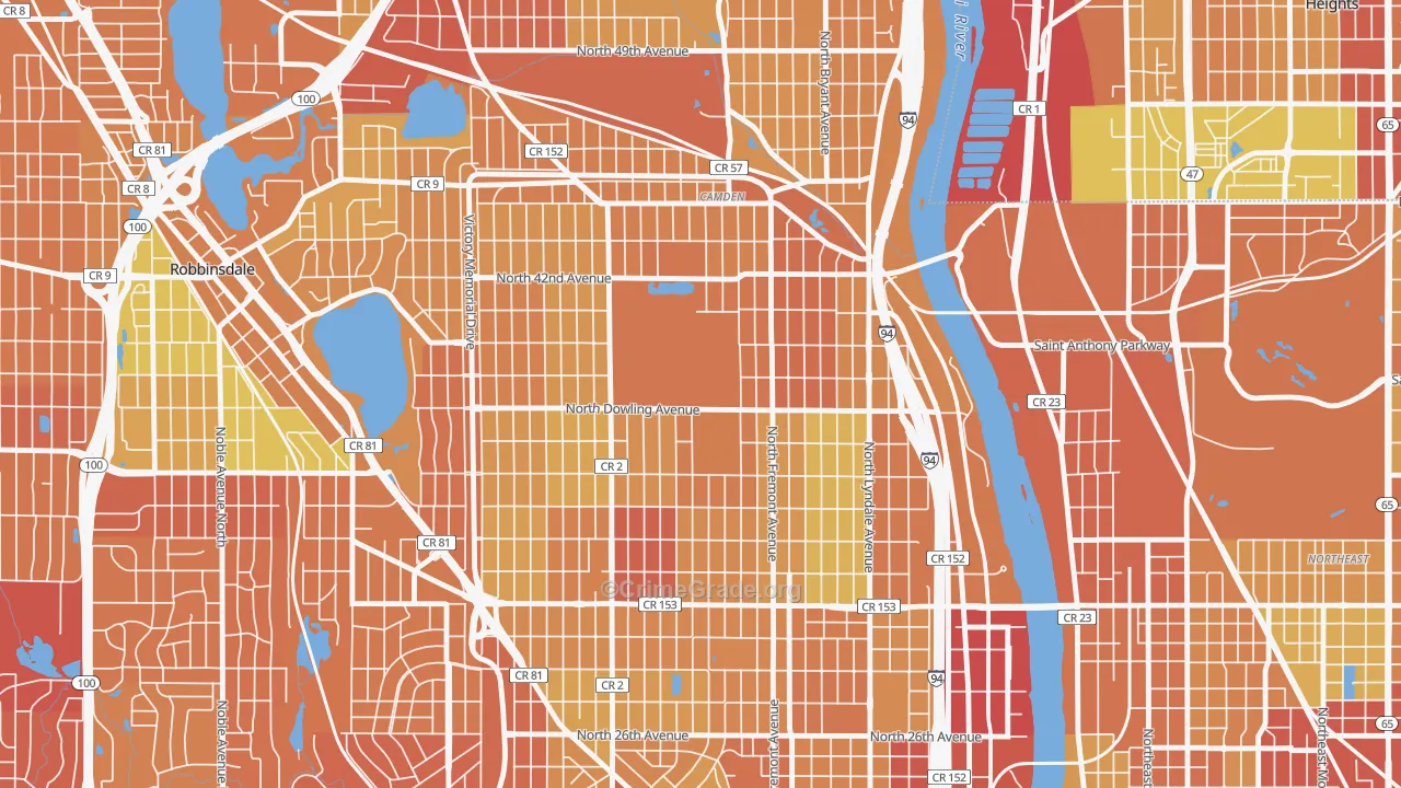 55412, MN Map of Drug-Related Crime Rates