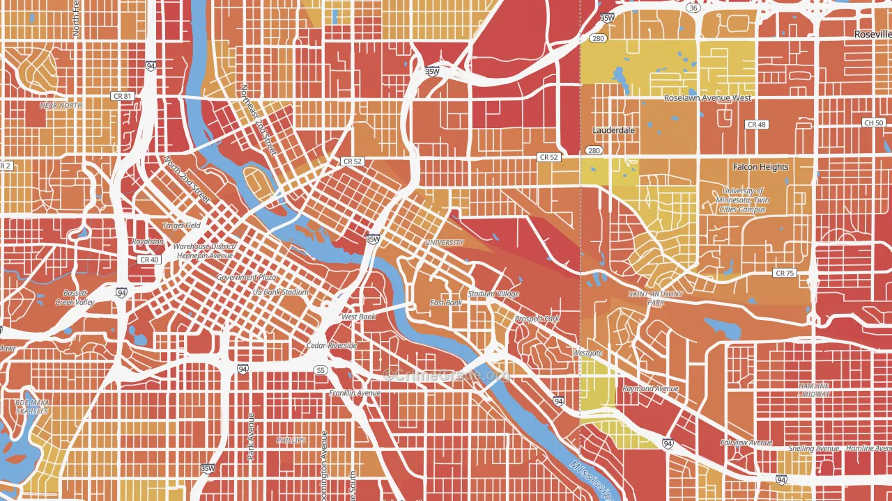 55414, MN Map of Drug-Related Crime Rates