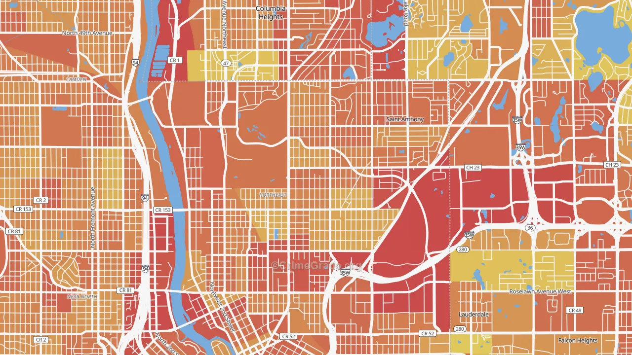 55418, MN Map of Drug-Related Crime Rates