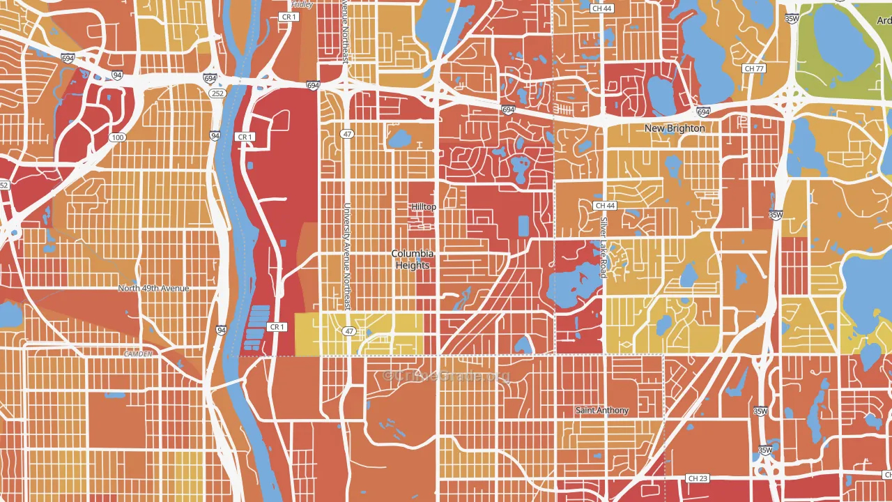 55421, MN Map of Drug-Related Crime Rates