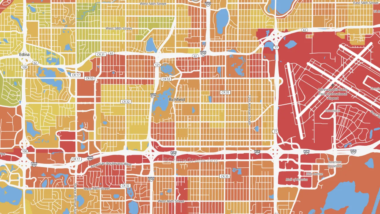 55423, MN Map of Drug-Related Crime Rates
