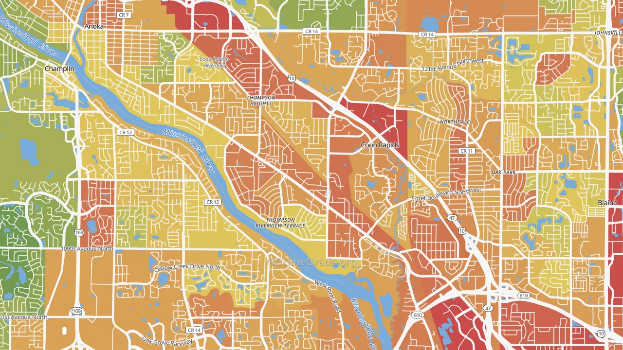 55433, MN Map of Drug-Related Crime Rates