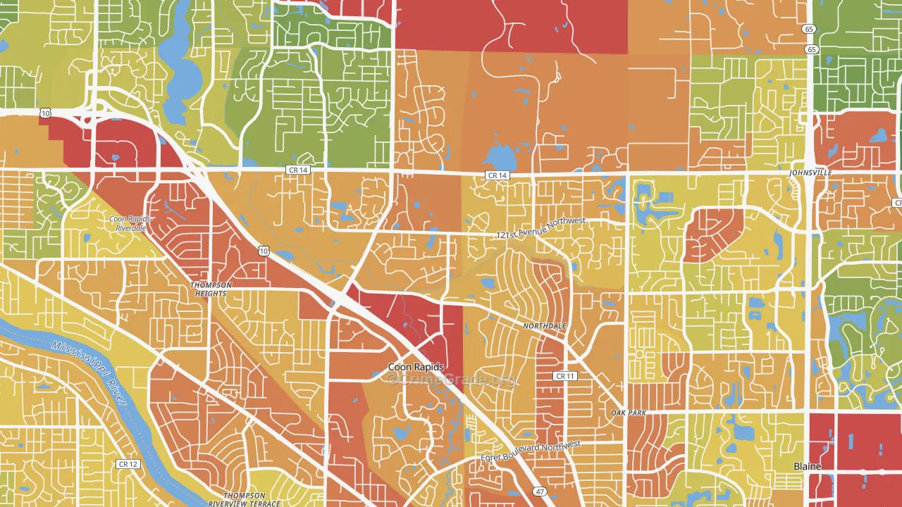 55448, MN Map of Drug-Related Crime Rates