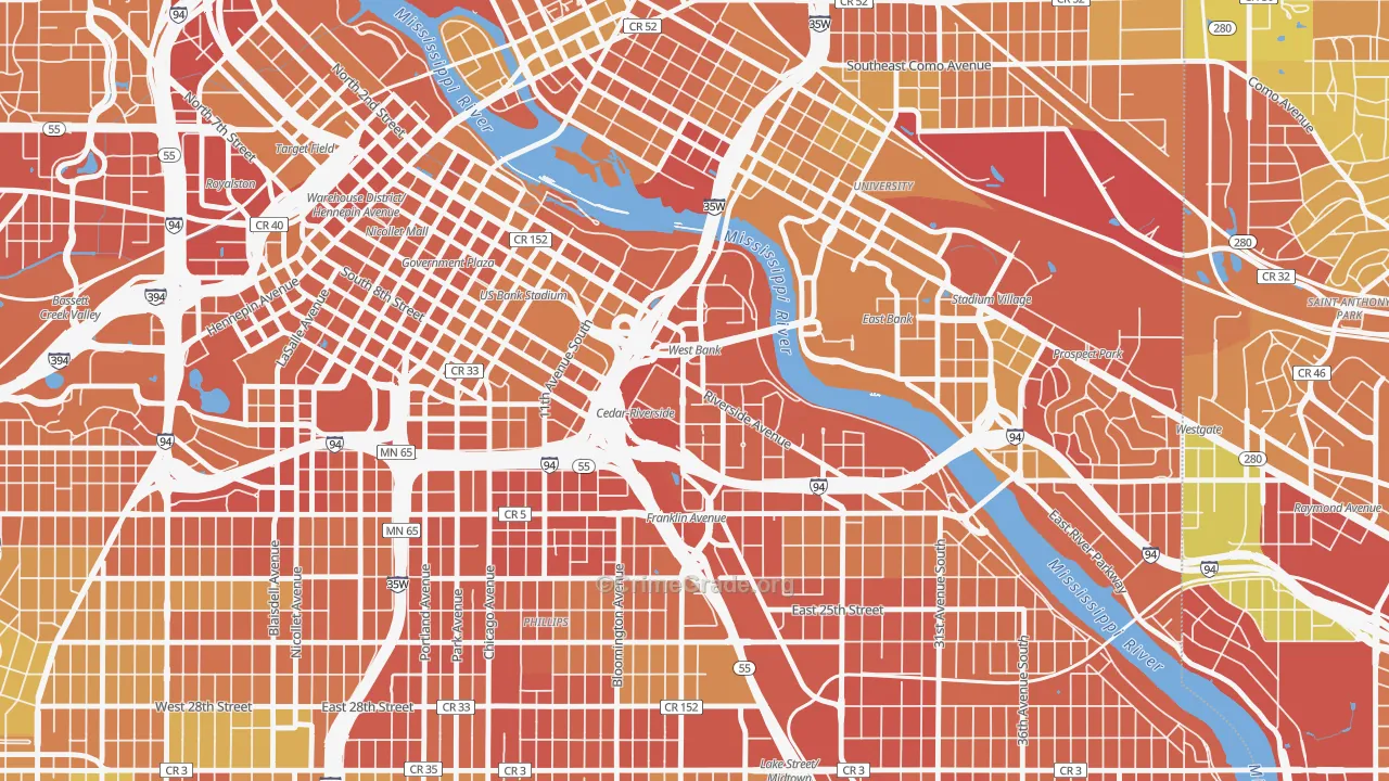 55454, MN Map of Drug-Related Crime Rates