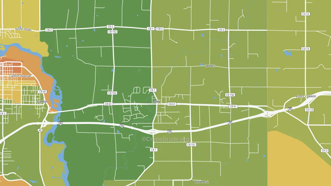 55733, MN Map of Drug-Related Crime Rates