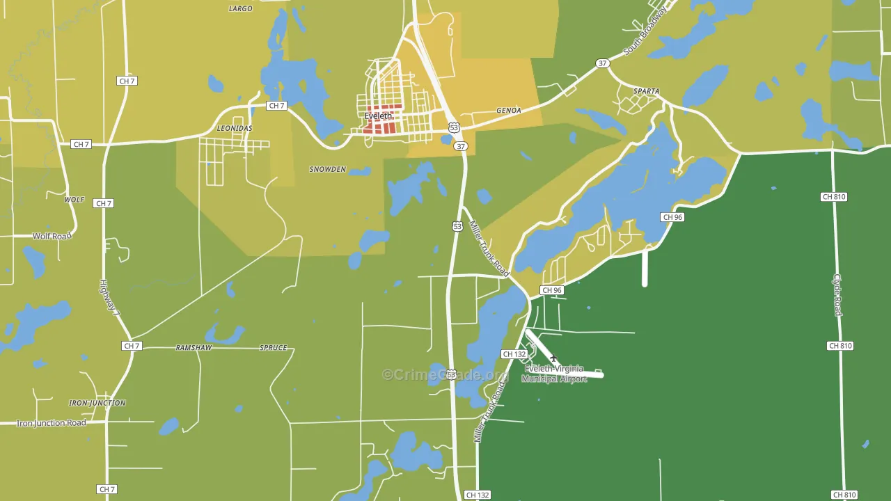 55734, MN Map of Drug-Related Crime Rates