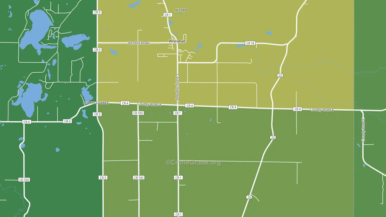 55797, MN Map of Drug-Related Crime Rates