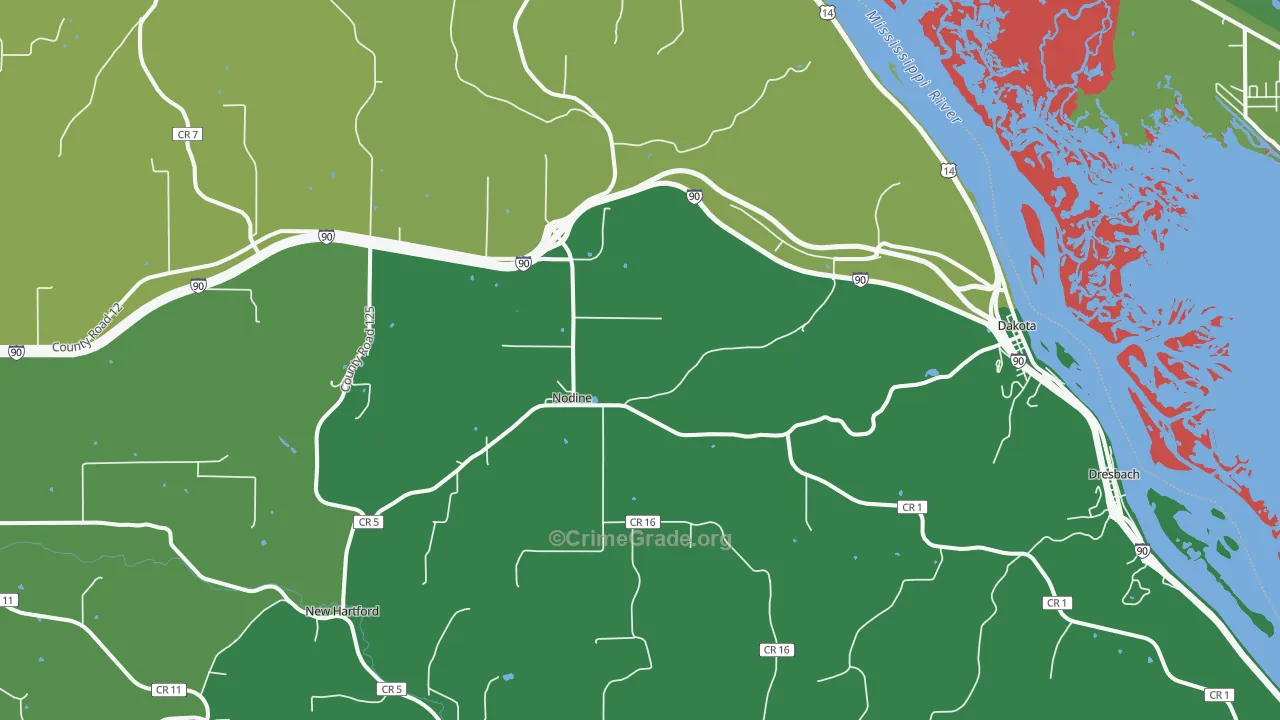 55925, MN Map of Drug-Related Crime Rates