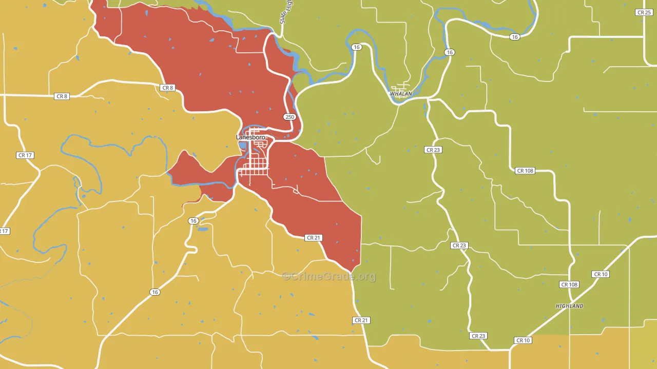 55949, MN Map of Drug-Related Crime Rates