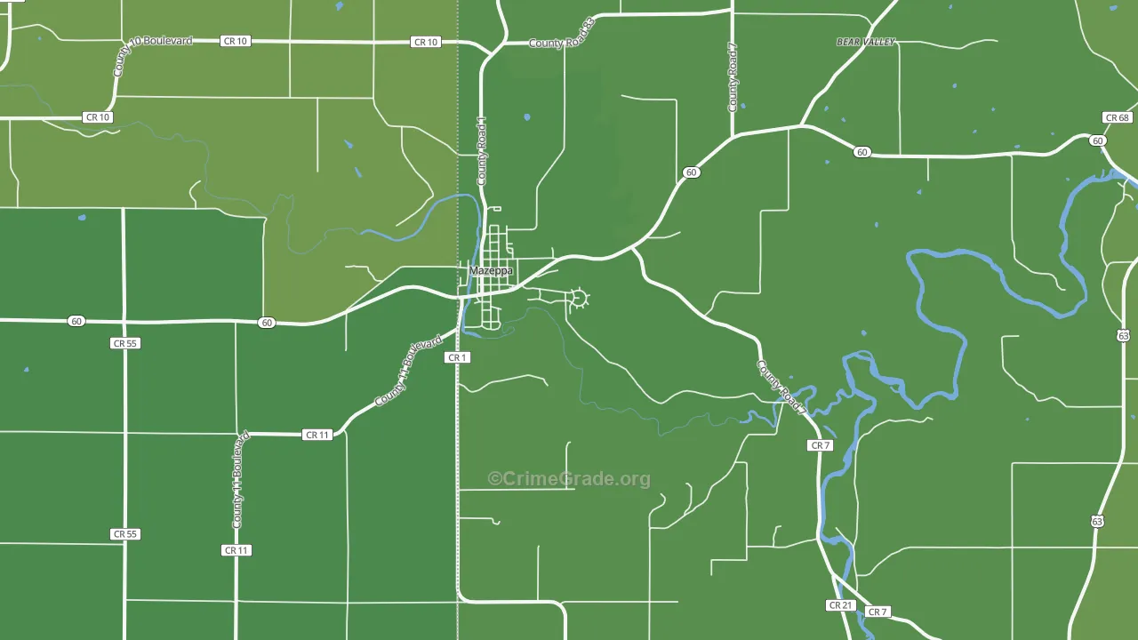 55956, MN Map of Drug-Related Crime Rates
