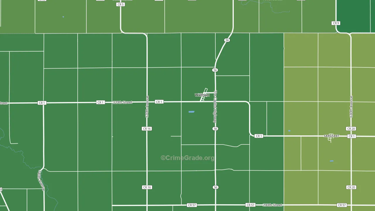 55982, MN Map of Drug-Related Crime Rates