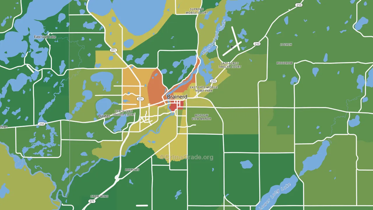56401, MN Map of Drug-Related Crime Rates