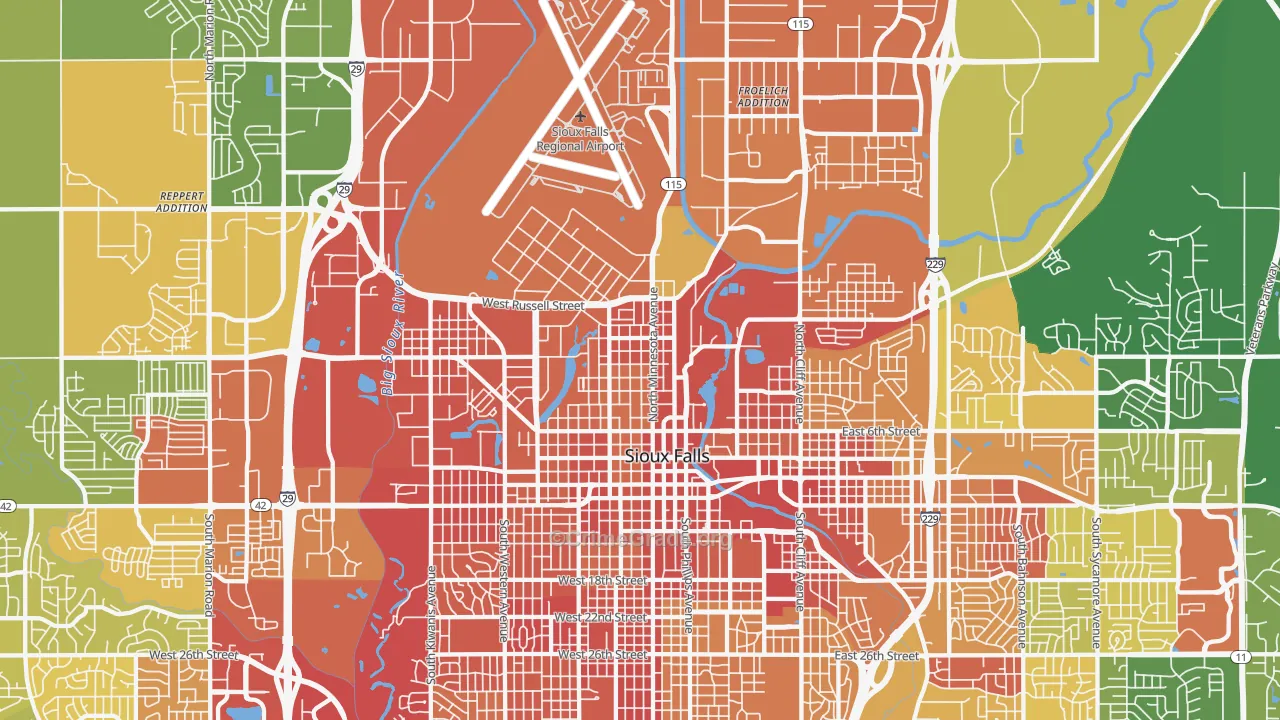 57104, SD Map of Drug-Related Crime Rates