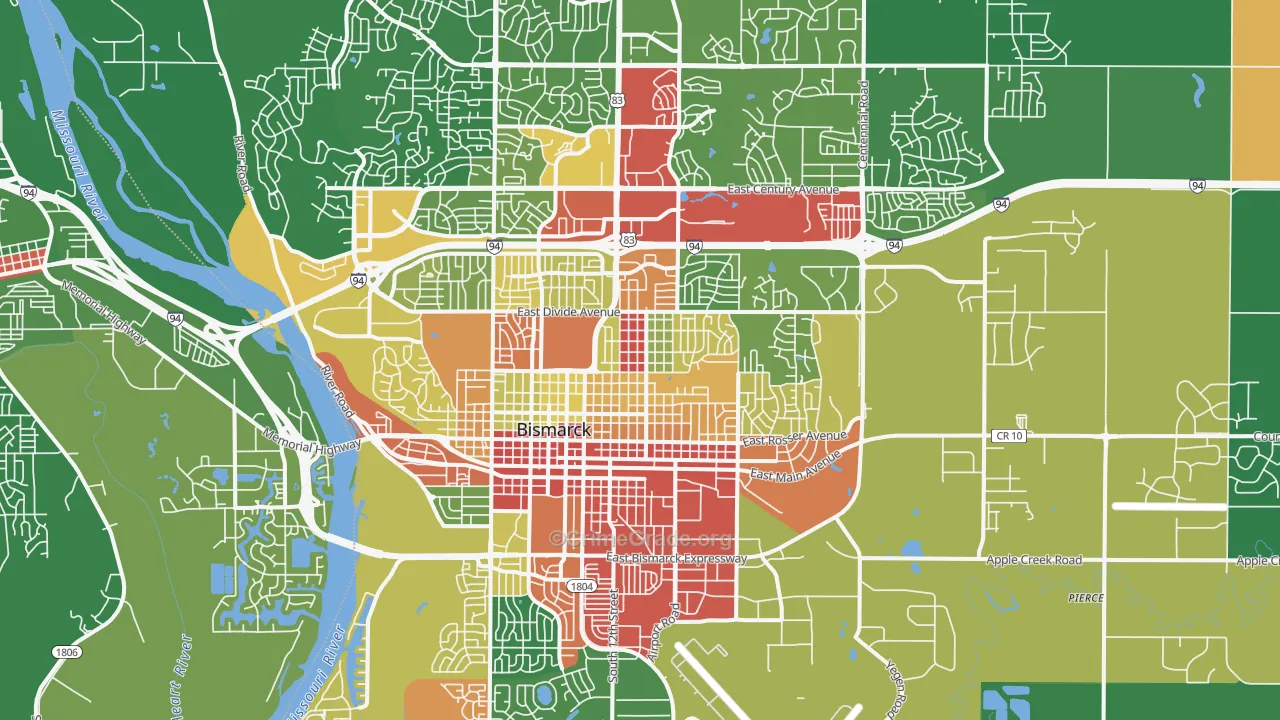 58501, ND Map of Drug-Related Crime Rates