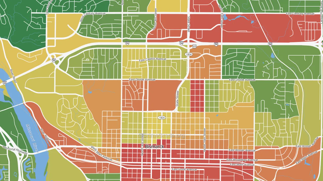 58505, ND Map of Drug-Related Crime Rates