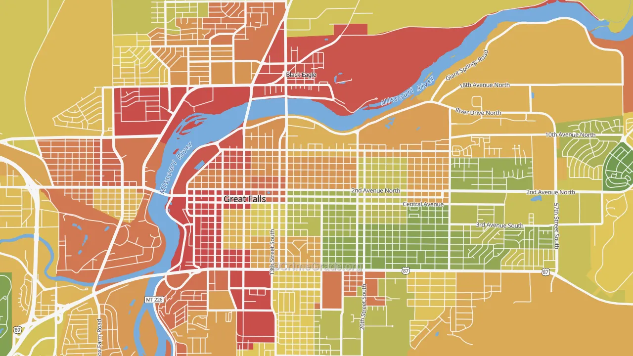 59401, MT Map of Drug-Related Crime Rates