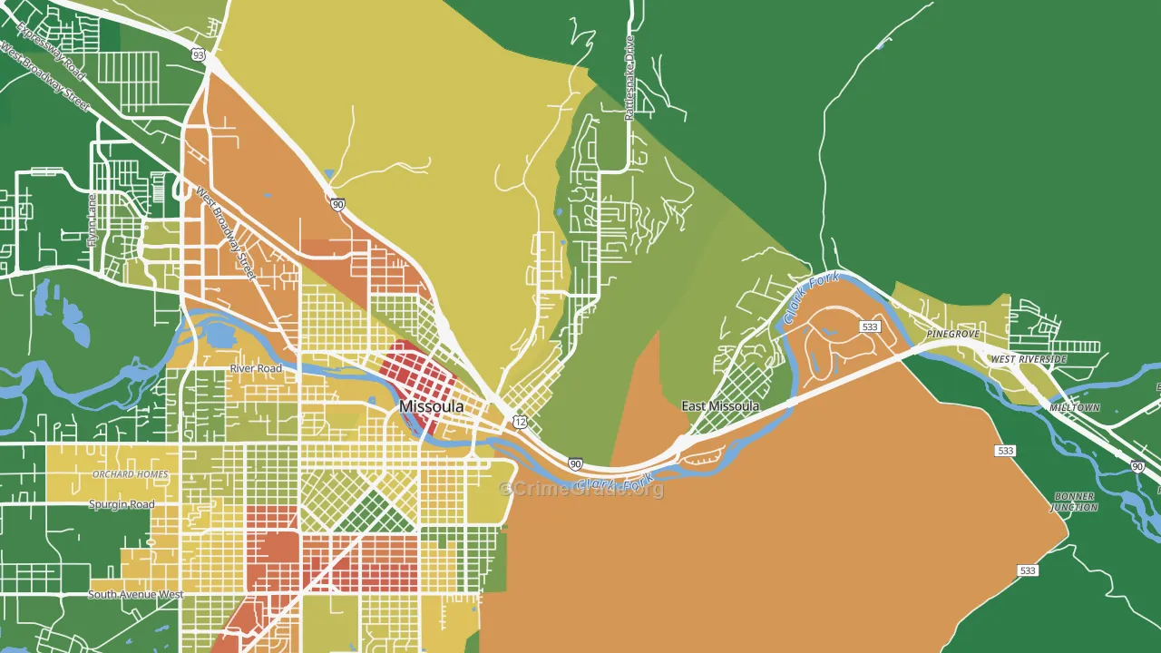 59802, MT Map of Drug-Related Crime Rates