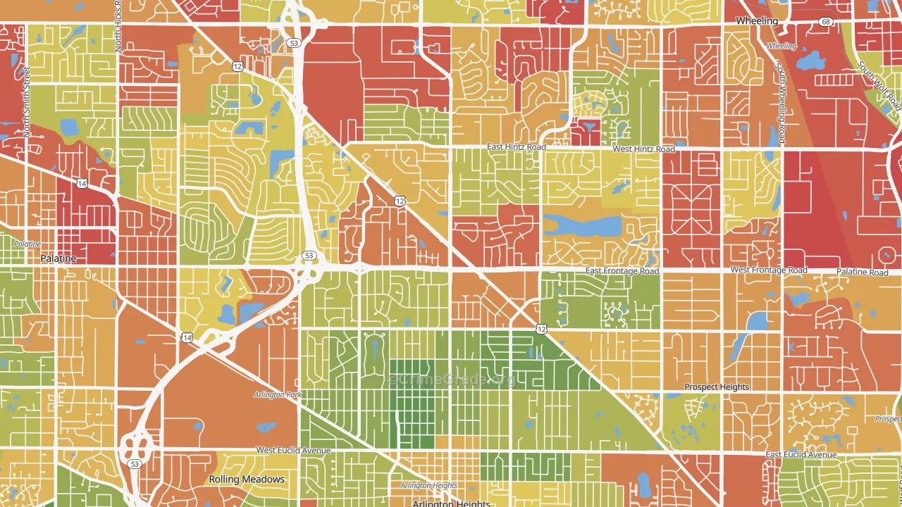 60004, IL Map of Drug-Related Crime Rates