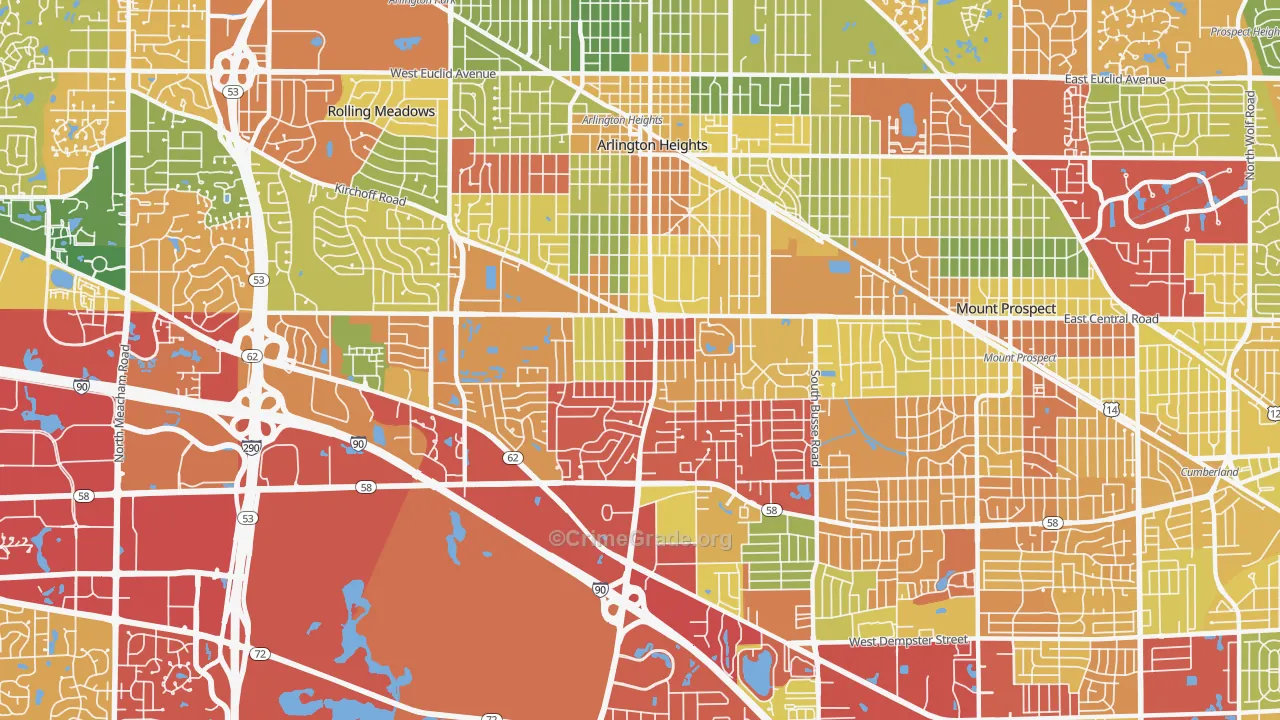 60005, IL Map of Drug-Related Crime Rates
