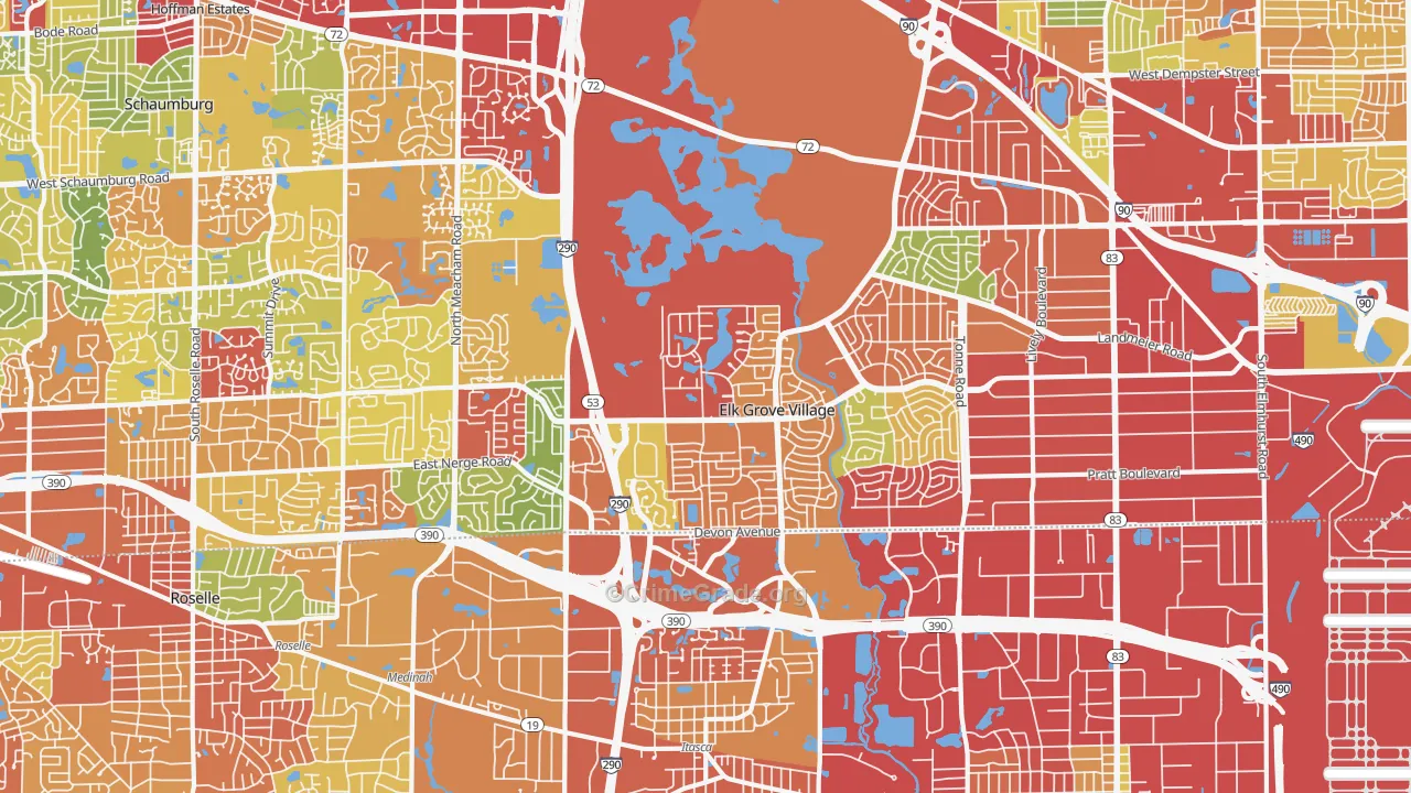 60007, IL Map of Drug-Related Crime Rates