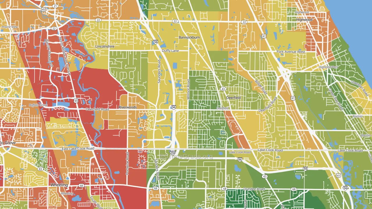 60015, IL Map of Drug-Related Crime Rates