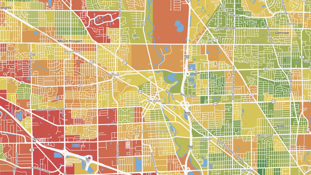 60016, IL Map of Drug-Related Crime Rates