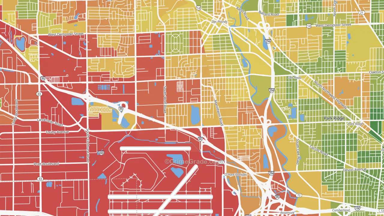 60018, IL Map of Drug-Related Crime Rates