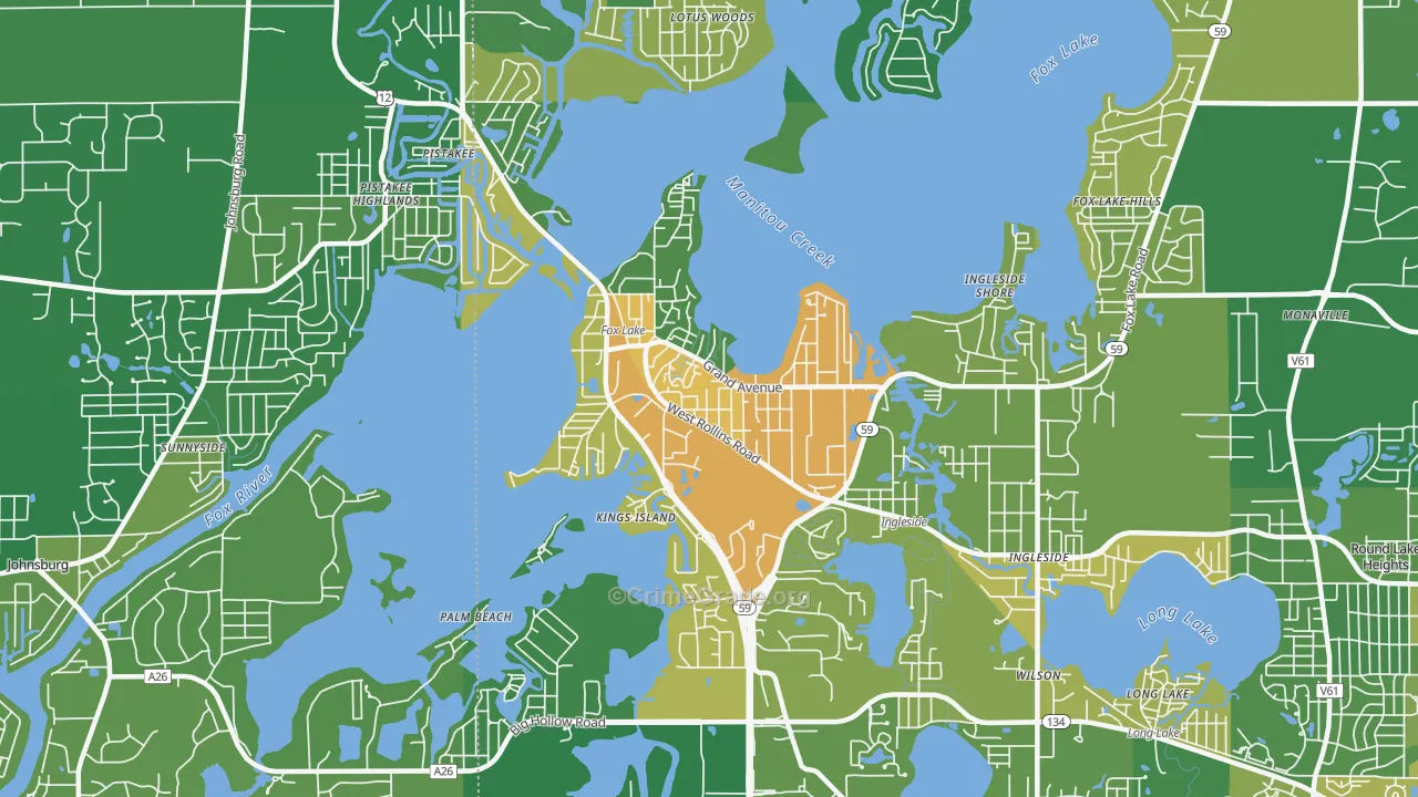 60020, IL Map of Drug-Related Crime Rates