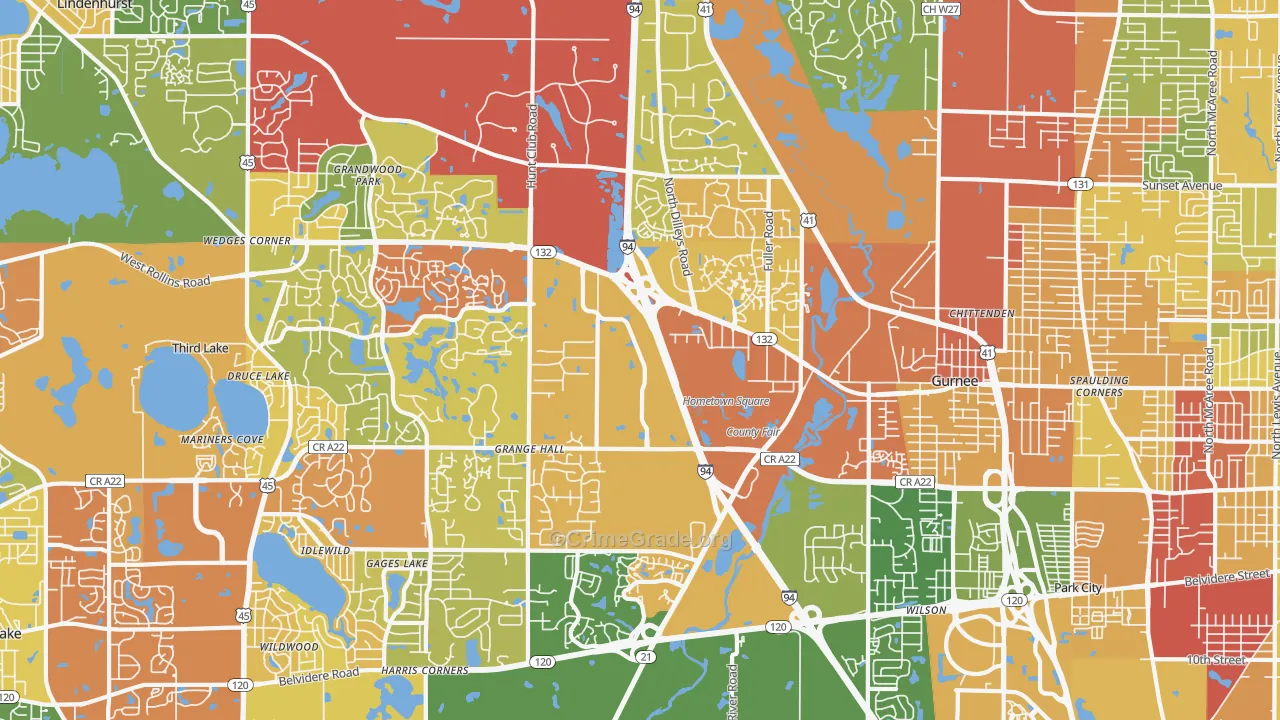 60031, IL Map of Drug-Related Crime Rates