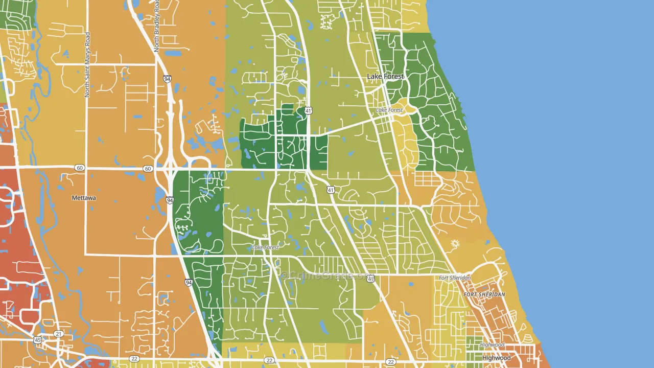 60045, IL Map of Drug-Related Crime Rates