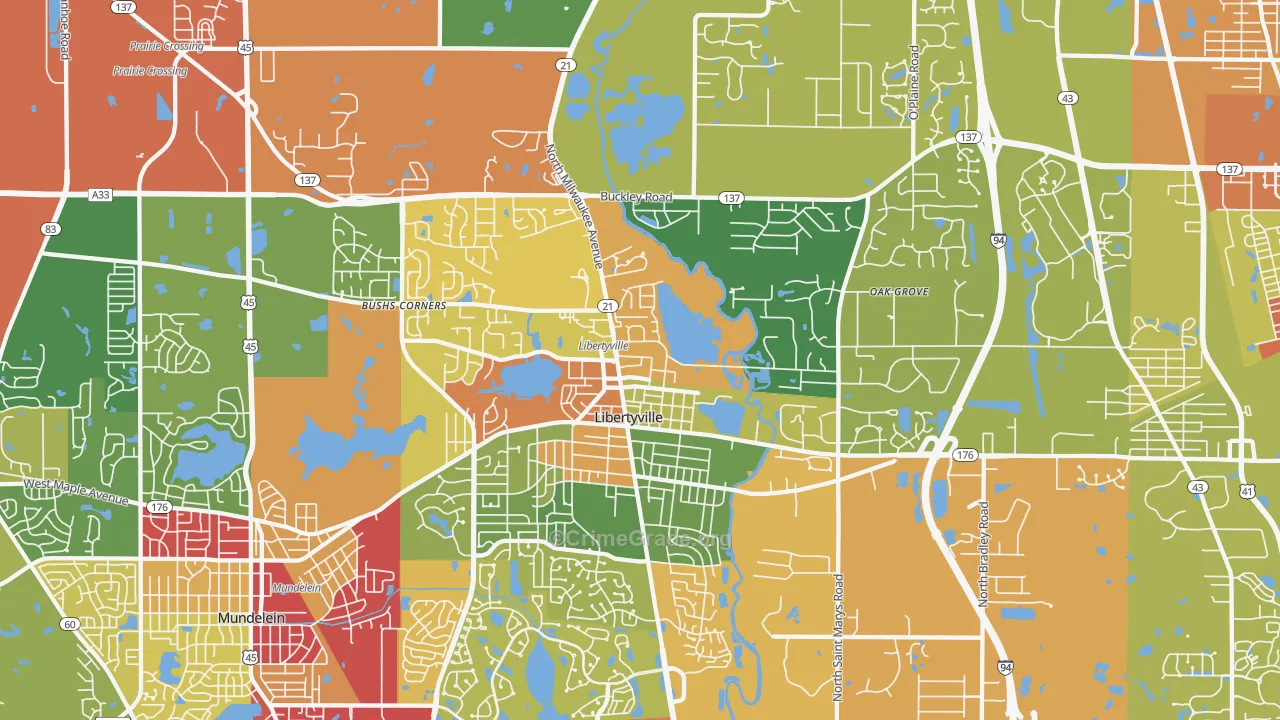 60048, IL Map of Drug-Related Crime Rates
