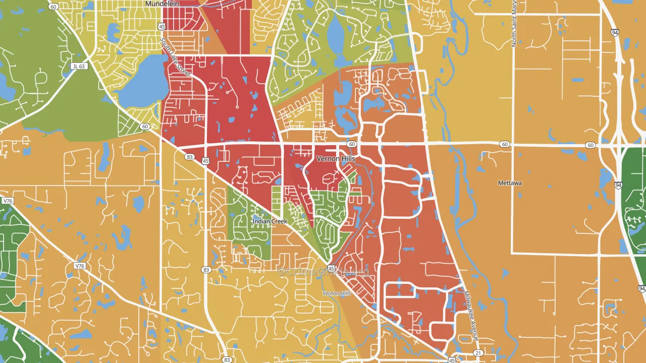 60061, IL Map of Drug-Related Crime Rates