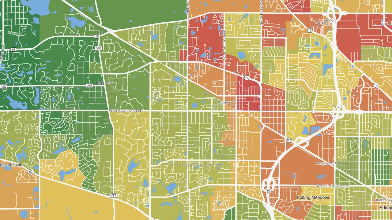 60067, IL Map of Drug-Related Crime Rates