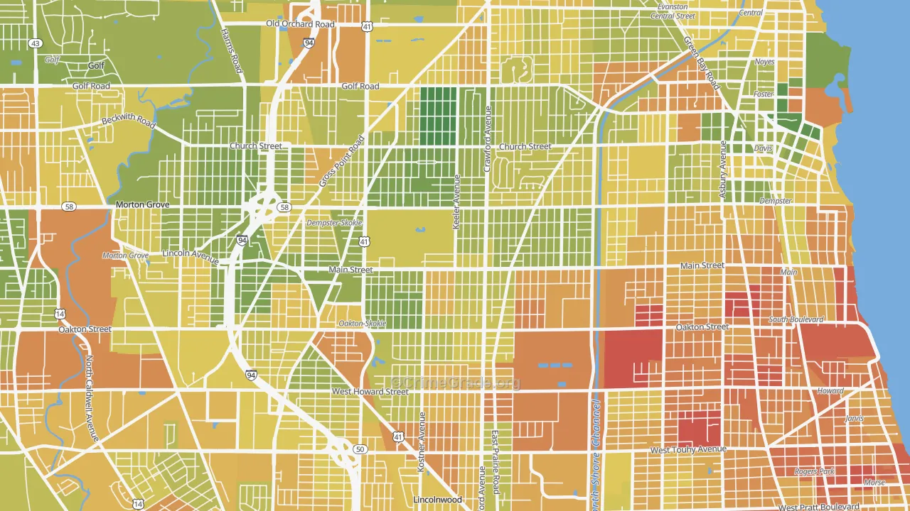60076, IL Map of Drug-Related Crime Rates