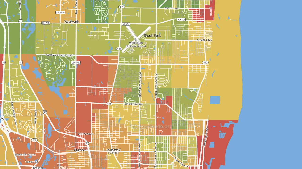 60087, IL Map of Drug-Related Crime Rates