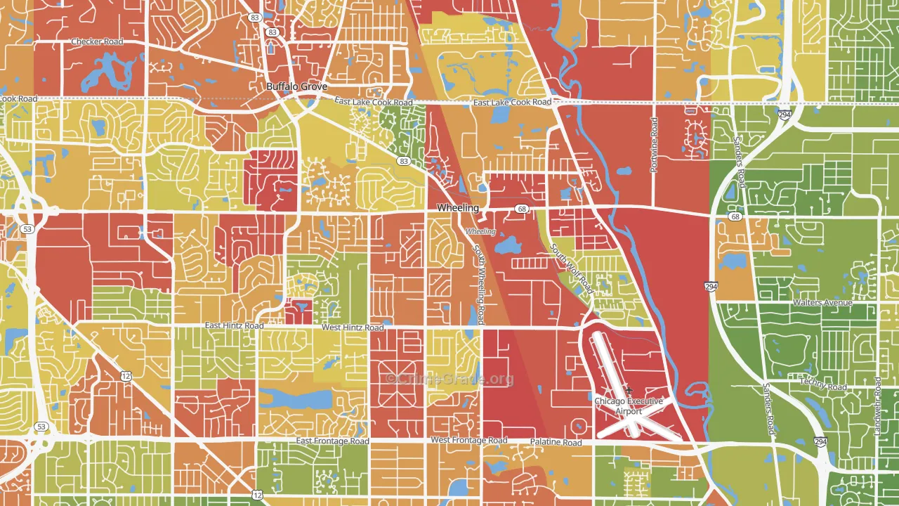 60090, IL Map of Drug-Related Crime Rates