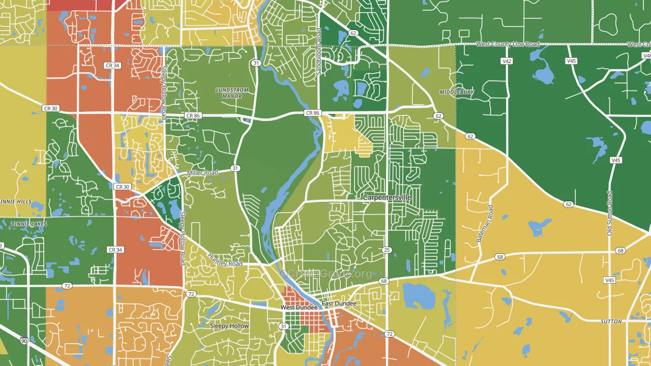 60110, IL Map of Drug-Related Crime Rates