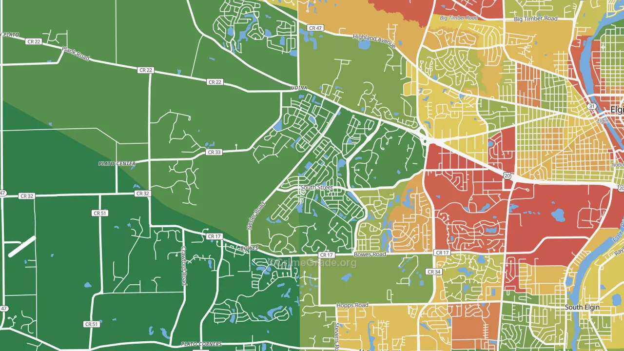 60124, IL Map of Drug-Related Crime Rates