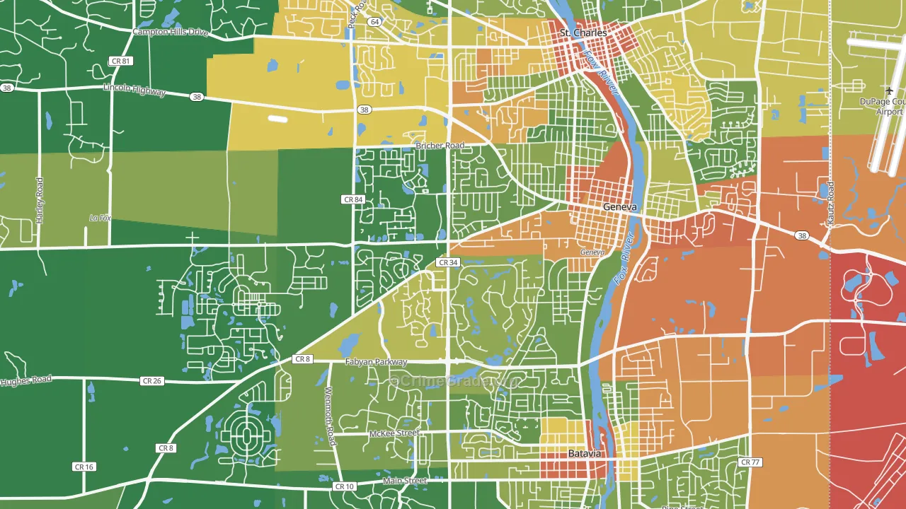 60134, IL Map of Drug-Related Crime Rates