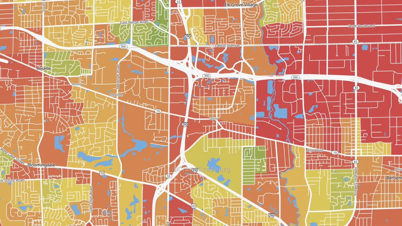 60143, IL Map of Drug-Related Crime Rates