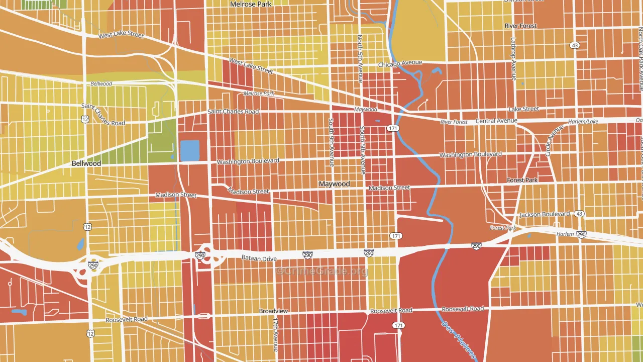 60153, IL Map of Drug-Related Crime Rates
