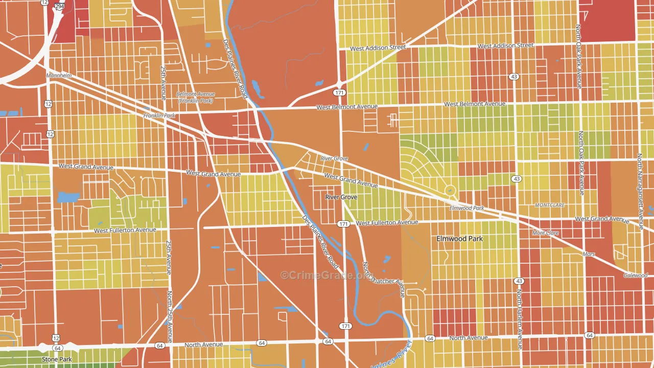 60171, IL Map of Drug-Related Crime Rates