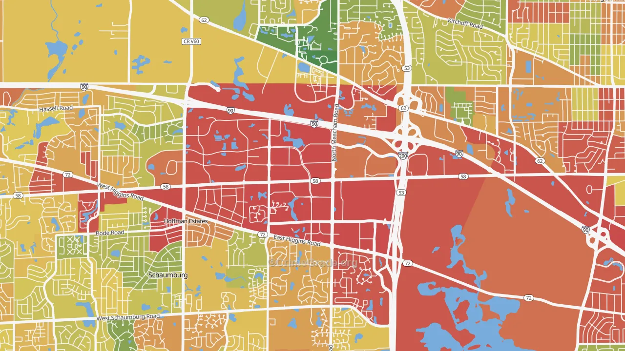 60173, IL Map of Drug-Related Crime Rates