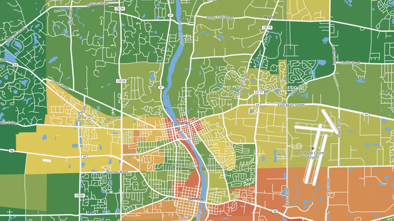 60174, IL Map of Drug-Related Crime Rates