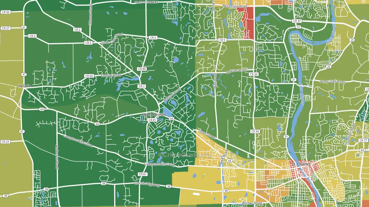 60175, IL Map of Drug-Related Crime Rates