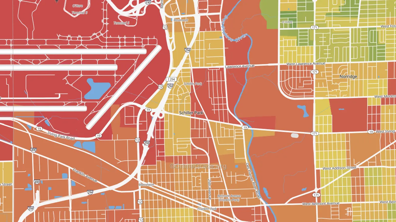 60176, IL Map of Drug-Related Crime Rates