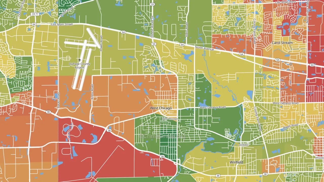 60185, IL Map of Drug-Related Crime Rates